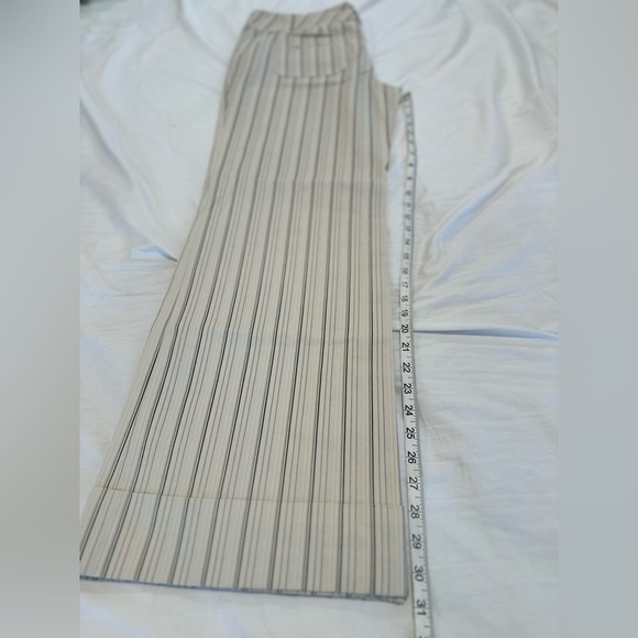 NWOT The Loft Marisa Sz: 8 Wide Leg Cream Vertical Striped Dress Pant w/tie Belt - Picture 4 of 13